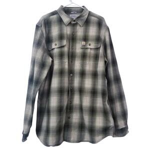 Carhartt 100% Cotton Flannel Collared Plaid Button Front Shirt Original Fit